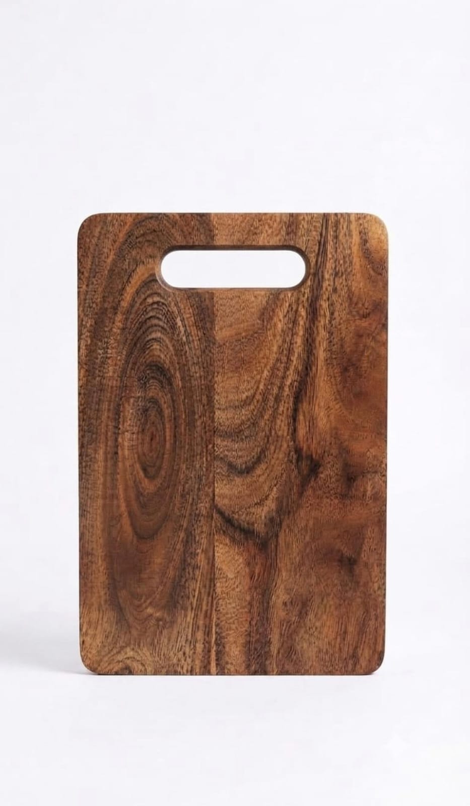 Acacia Wooden Chopping Board with Cutout Handle – Rounded
