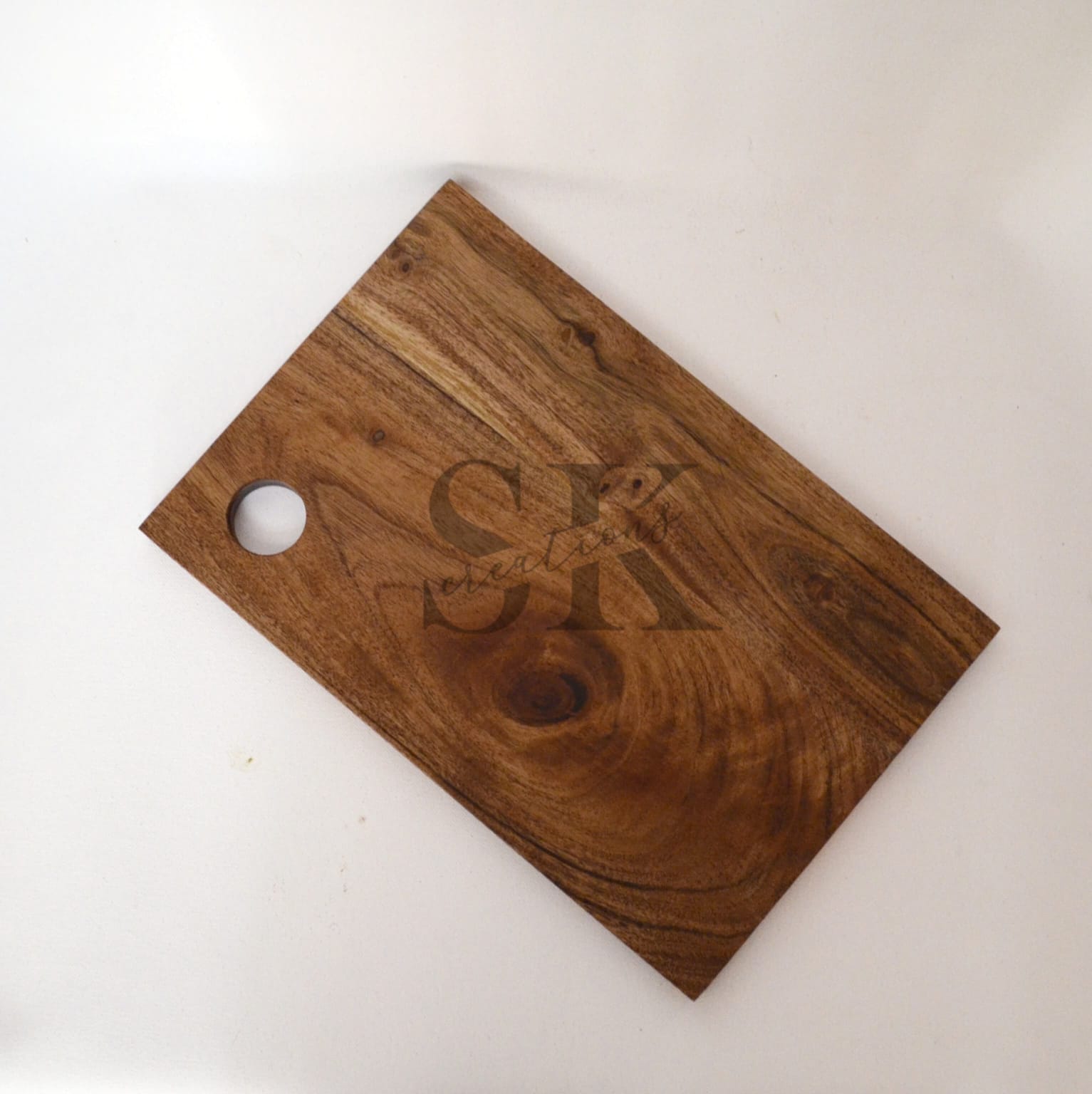Compact Acacia Wooden Chopping Board with Hanging Hole