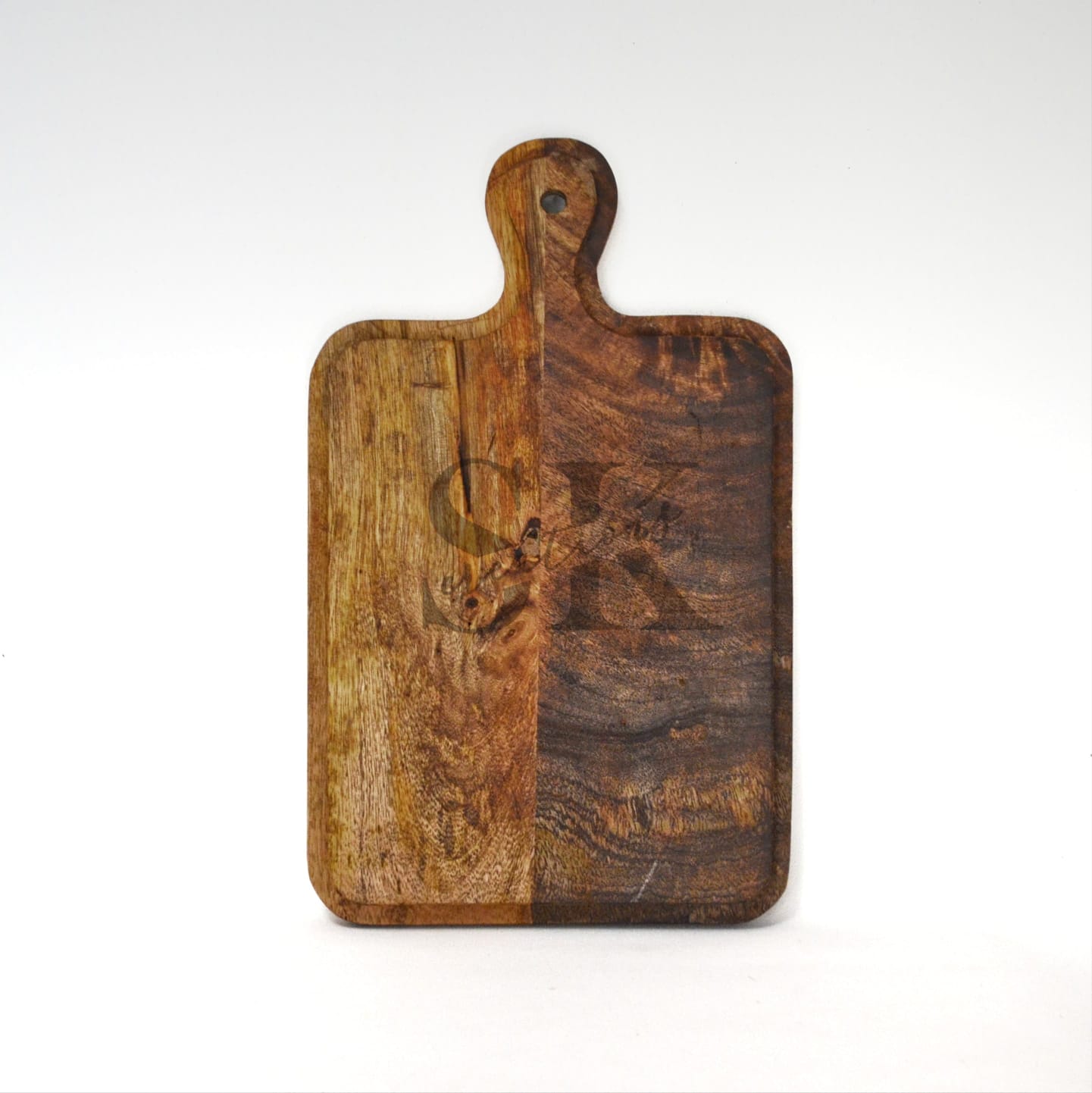 Compact Mango Wooden Chopping Board with Paddle Handle
