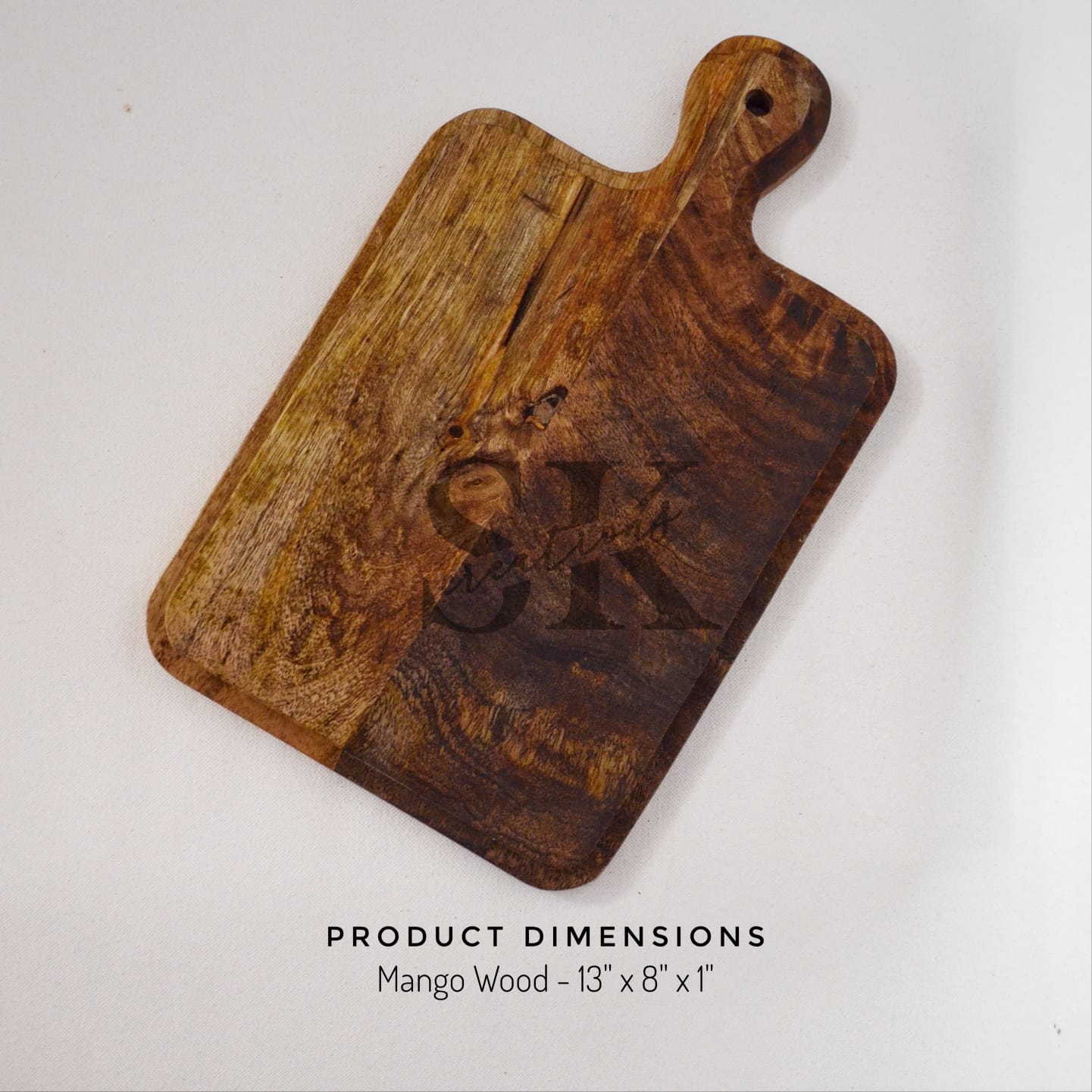 Compact Mango Wooden Chopping Board with Paddle Handle view 3
