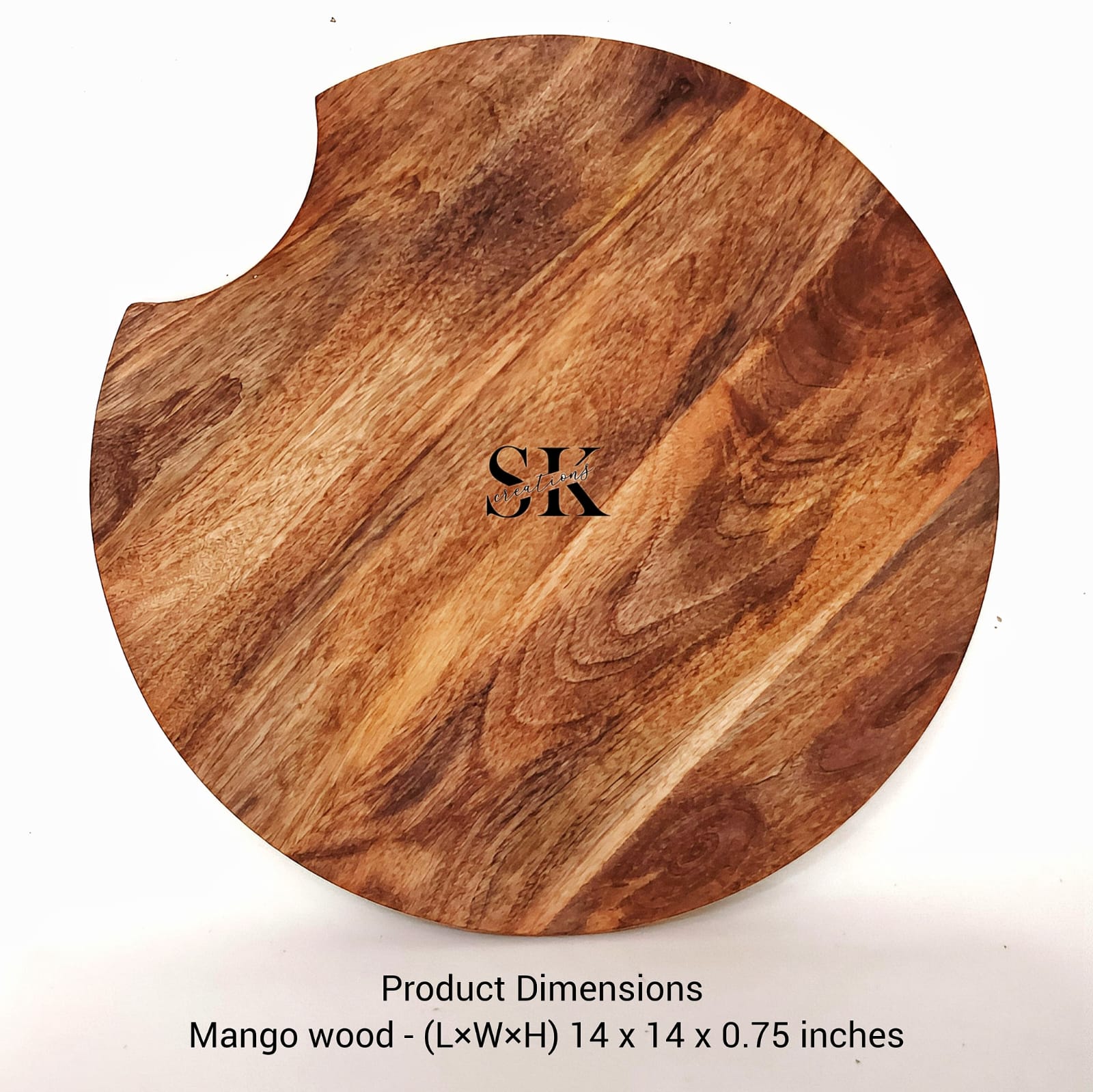Round Mango Wooden Chopping Board with Cutout