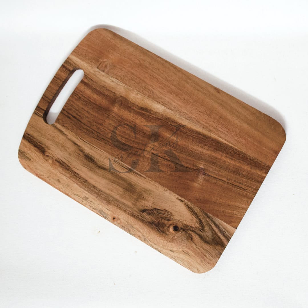 Sleek Acacia Wooden Chopping Board with Cutout Handle view 2