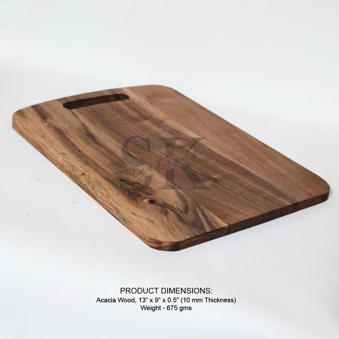 Sleek Acacia Wooden Chopping Board with Cutout Handle view 3