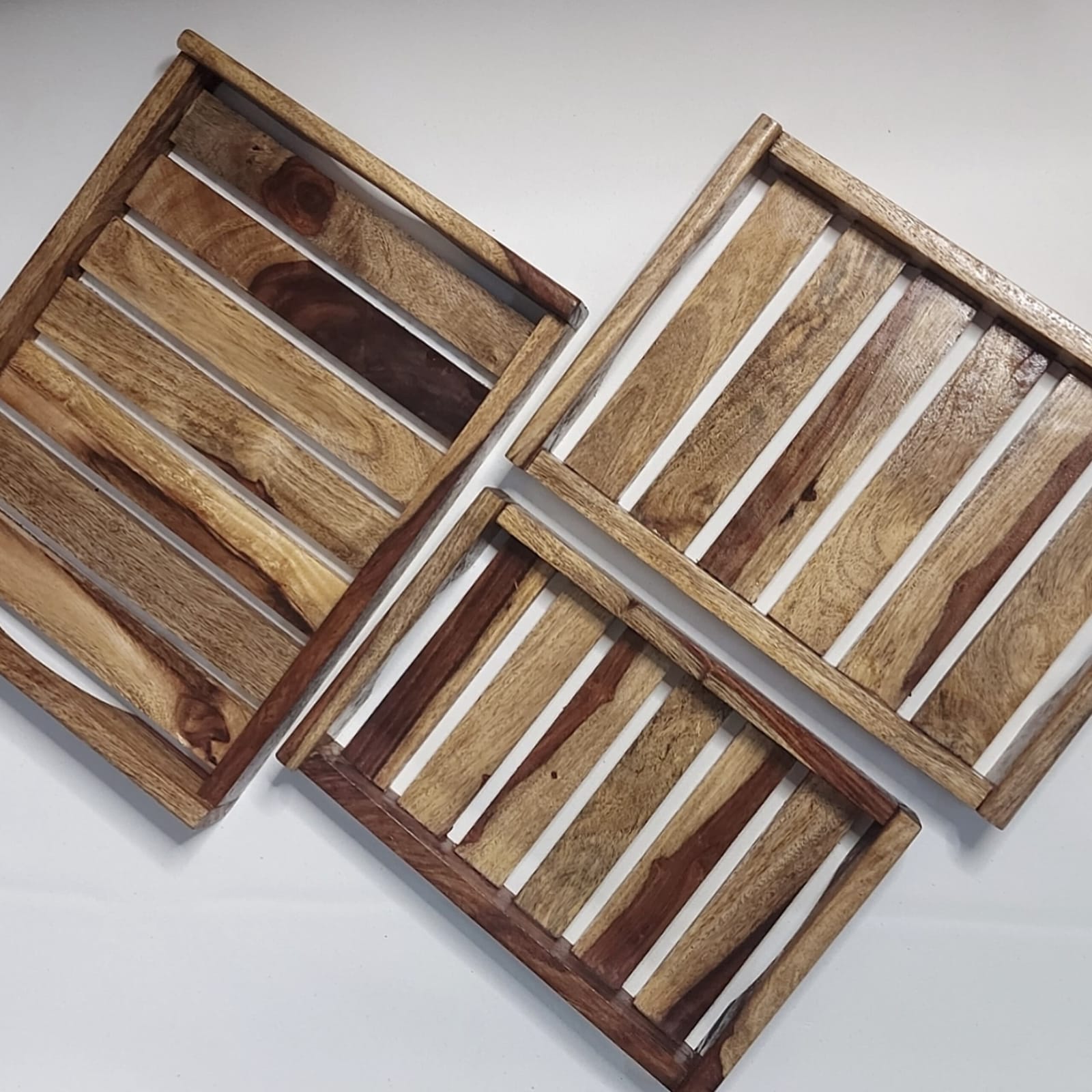 Sheesham tray set top view