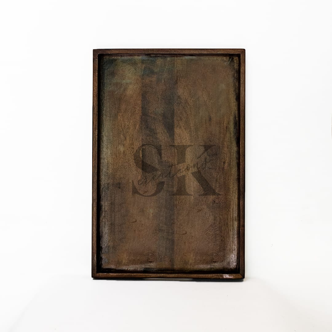 Mango wooden serving tray with handles